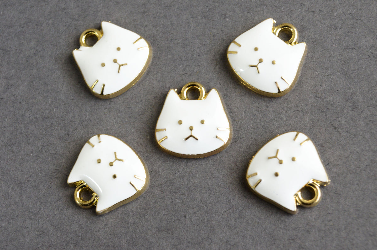 Cow Charms, Black White Enamel, Gold Toned Alloy Metal, 16mm x 20mm - 5  pieces (1310)