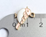 Pink Bird Charm, Enamel Gold Toned, 19mm x 15mm - 4 pieces (1279)