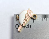 Pink Bird Charm, Enamel Gold Toned, 19mm x 15mm - 4 pieces (1279)