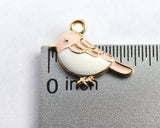 Pink Bird Charm, Enamel Gold Toned, 19mm x 15mm - 4 pieces (1279)