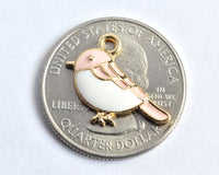 Pink Bird Charm, Enamel Gold Toned, 19mm x 15mm - 4 pieces (1279)