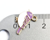 Purple Bird Charm, Enamel Gold Toned, 19mm x 15mm - 4 pieces (1280)