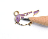 Purple Bird Charm, Enamel Gold Toned, 19mm x 15mm - 4 pieces (1280)