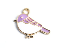 Purple Bird Charm, Enamel Gold Toned, 19mm x 15mm - 4 pieces (1280)