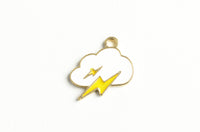 White cloud with two lightning bolts 