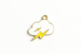 White cloud with two lightning bolts 