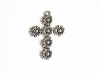 Flower Cross Charms, 37x26mm (1710)