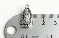 10 Virgin Mary Charm, Silver Tone Guadalupe Small Pendants, 22x10mm (1932)