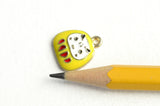 4 Daruma Charms, Yellow Enamel Japanese Doll Charm, 15x13mm (1939)