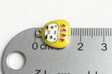 4 Daruma Charms, Yellow Enamel Japanese Doll Charm, 15x13mm (1939)