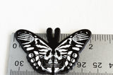 Moth Skull Charm, Black Acrylic Pendants, 51x33mm, 2 pieces (2093)