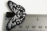 Moth Skull Charm, Black Acrylic Pendants, 51x33mm, 2 pieces (2093)