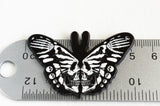 Moth Skull Charm, Black Acrylic Pendants, 51x33mm, 2 pieces (2093)