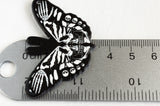 Moth Skull Charm, Black Acrylic Pendants, 51x33mm, 2 pieces (2093)