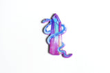 2 Crystal and Snake Pendant, Purple and Pink Acrylic, 47x24mm (2115)