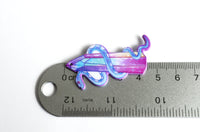 2 Crystal and Snake Pendant, Purple and Pink Acrylic, 47x24mm (2115)