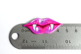 2 Vampire Teeth Pendants, Pink Lips With Fangs, 19x45mm (2116)