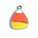 yellow orange white candy corn charm silver tone