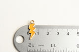 Lightning Bolt Charm, Yellow Enamel, Gold Toned, 21mm x 8mm - 5 pieces (1537)