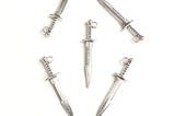 Knife Charm, Silver Tone, 43mm x 10mm - 10 pieces (1547)