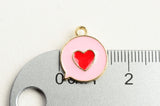 Pink Love Word Bubble Pendant, Gold Toned Enamel, 17mm x 15mm - 5 pieces (1551)