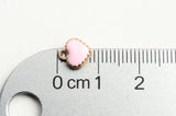 Pink Heart Charm, Tiny Gold Plated Enamel Heart Charm 8 mm x 7.5 mm  (1559)