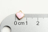 Pink Heart Charm, Tiny Gold Plated Enamel Heart Charm 8 mm x 7.5 mm  (1559)