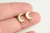 Crescent Moon Stud Earrings With Loop, 2 pair (1608)