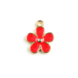 red enamel flower charms