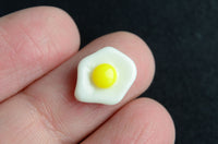 Fried Egg Cabochons, Miniature Resin Food, 13x11mm - 10 pieces (1639)