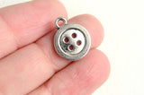 Round Button Charms, Silver Tone, 12.5mm - 10 pieces (1640)