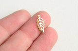Tiny Gold Leaf Charms, Stainless Steel, 13mm x 15.5mm -10 pieces (1691)