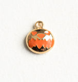 Jack o Lantern Charms, Gold Tone 13x11mm (1729)