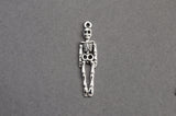 Silver Skeleton Charms, Silver Tone Halloween Goth Pendants, 39mm x 9mm (1740)