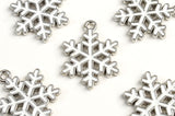 White Snowflake Charm, Antique Silver Tone, 20x16mm (1824)