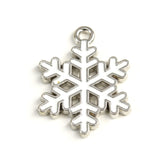 shite snowflake charm with silver tone outline
