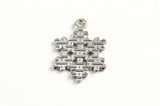 White Snowflake Charm, Antique Silver Tone, 20x16mm (1824)