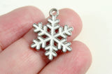 White Snowflake Charm, Antique Silver Tone, 20x16mm (1824)