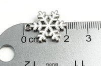 White Snowflake Charm, Antique Silver Tone, 20x16mm (1824)