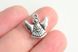 Angel Charm, Silver Tone Doll Charms With Heart and Wings, 14x13mm - 10 pieces (1836)