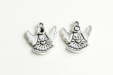 Angel Charm, Silver Tone Doll Charms With Heart and Wings, 14x13mm - 10 pieces (1836)