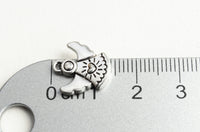 Angel Charm, Silver Tone Doll Charms With Heart and Wings, 14x13mm - 10 pieces (1836)