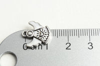 Angel Charm, Silver Tone Doll Charms With Heart and Wings, 14x13mm - 10 pieces (1836)