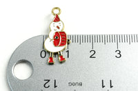 Snowman Charm, Winter Holiday Snow Man With Red Drum, 25x11mm (1841)