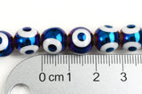 Blue Evil Eye Beads, Glass Electroplate, 10mm - 1 strand B010