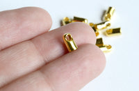 Gold Tone Cord Ends, End Caps, 6 mm x 4 mm - 20 pieces (MB103-G)