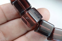 Square Glass Beads, Burgundy Cube Beads, 10mm - 10 pieces (227B)