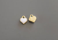 Tiny Black Heart Charms, Gold Plated Pendant, 8mm - 10 pieces (120GBLACK)