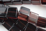 Square Glass Beads, Burgundy Cube Beads, 10mm - 10 pieces (227B)