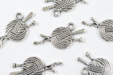 Yarn Charm, Knitting and Crochet Pendants, Silver Plated, 10 pieces (207S)